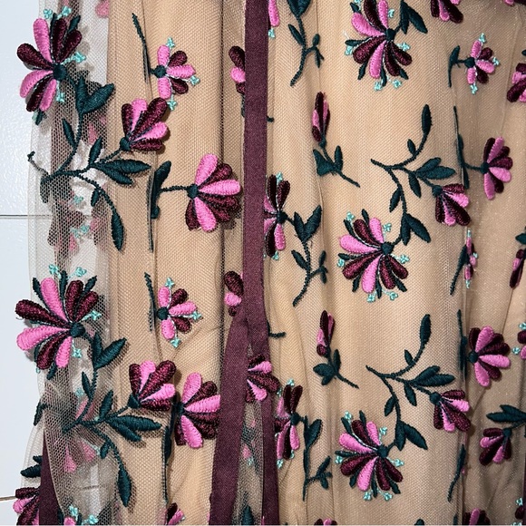 Lela Rose Embroidered Tulle Midi Flutter Sleeve Fit & Flare Dress Size 10 Medium - Picture 6 of 12